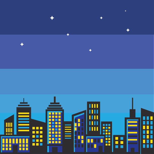 夜景城市景观矢量图，城市城市景观图片下载