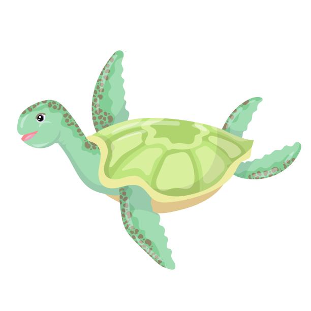 海洋生物。漂亮的绿色海龟。海洋生物。矢量插图孤立在白色背景图片下载