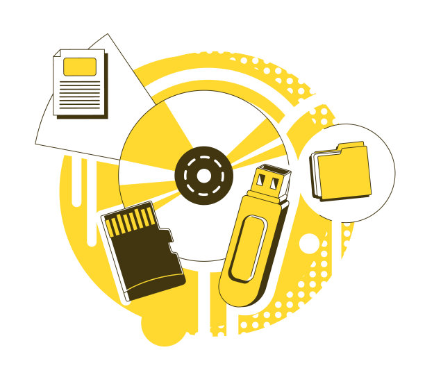 数据存储设备细线概念矢量图图片下载