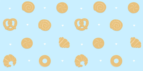面包店糕点商品无缝图形矢量插图图片下载
