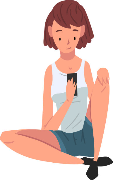 穿便装玩智能手机的女孩图片下载