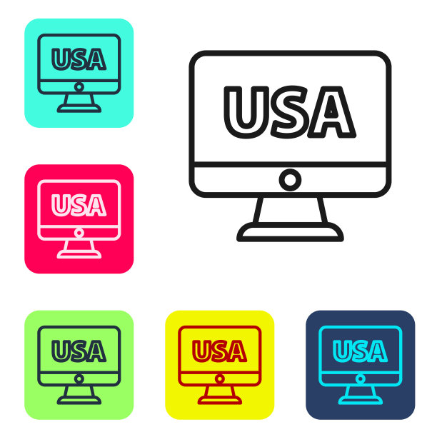 黑线美国，美国，美国在监视器上图片下载