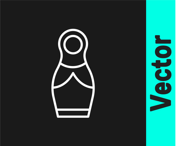 白色线俄罗斯娃娃俄罗斯套娃图标孤立图片下载