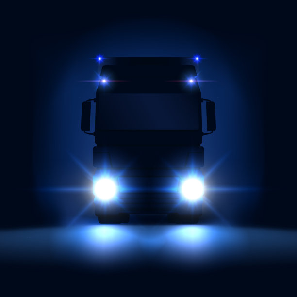 夜晚剪影大半挂车与明亮图片下载