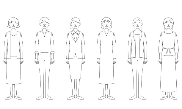 插图一套妇女在各种衣服(白色背景，矢量，裁剪)图片下载