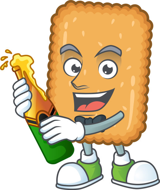 吉祥物饼干烤面包和一瓶啤酒图片下载