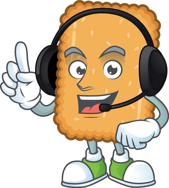 戴着耳机说话的饼干卡通人物图片下载