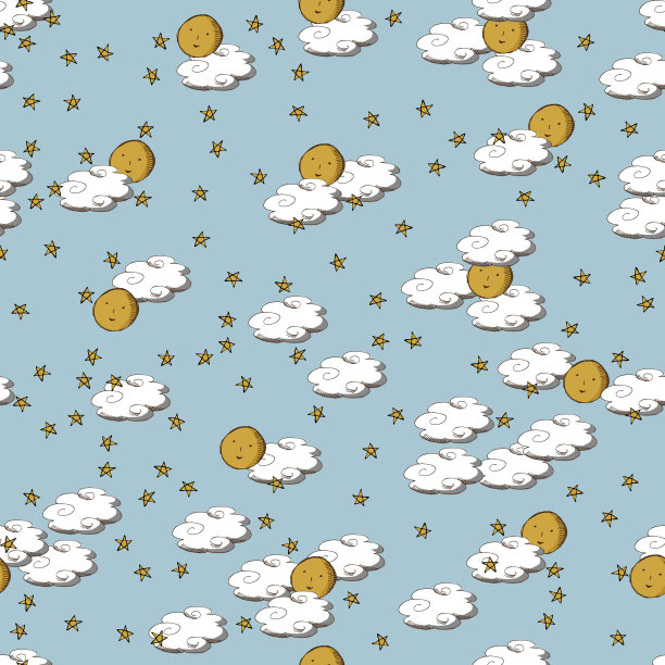 月亮和星星的无缝图案。图片下载