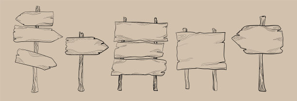 设置孤立的木制街道标志和箭头图片下载