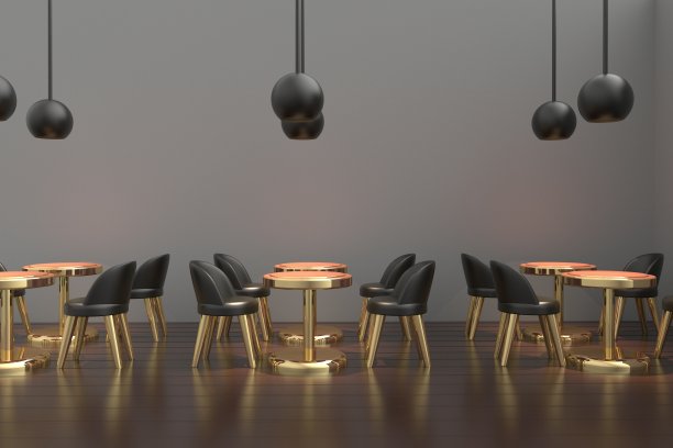 现代咖啡室内。3d渲染图片下载