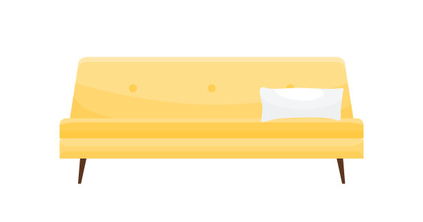 现代黄色舒适的沙发与枕头和设计图片下载