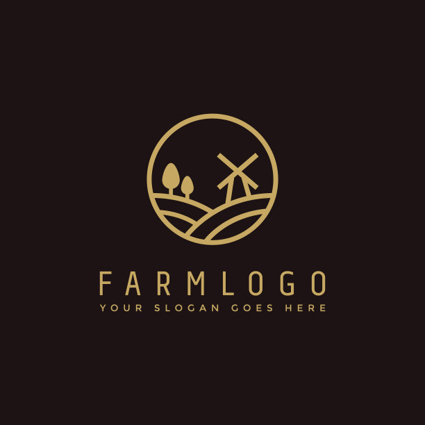 优雅线条艺术农场标志图标模板图片下载