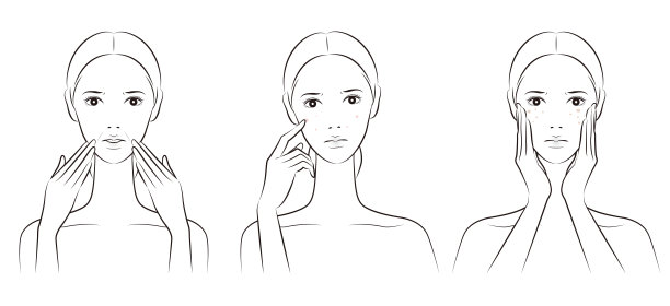 矢量插图的一个女人做皮肤护理图片下载