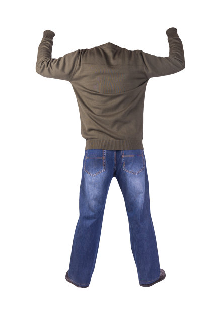 深蓝色牛仔裤，黑色皮鞋，夹克孤立在白色背景。图片下载