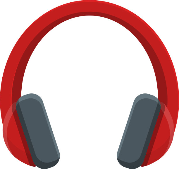 红色耳机图标卡通风格图片下载