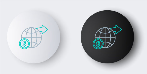 线地球与美元符号图标孤立图片下载