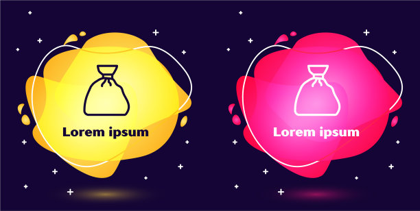 设定线垃圾袋图标隔离在蓝色图片下载