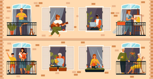 人们在有阳台和露台的社区图片下载