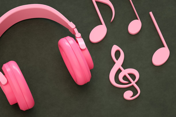 耳机和音符是最小的背景图片下载