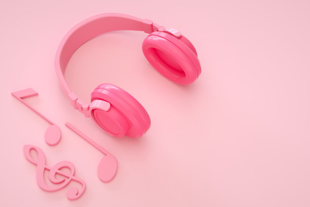 耳机和音符是最小的背景图片下载