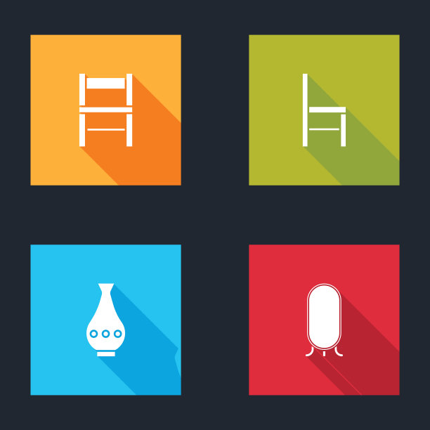 设置椅子花瓶和大的全长镜图标图片下载