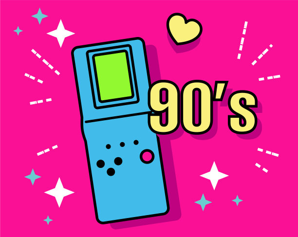 90年代的霓虹复古流行文化项目图片下载