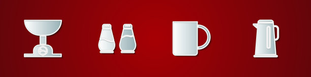 设置电子秤盐和胡椒咖啡杯图片下载