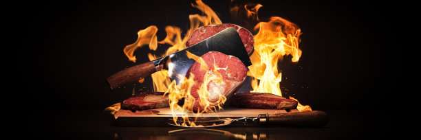 生牛排，黑牛膝。三维渲染图片下载