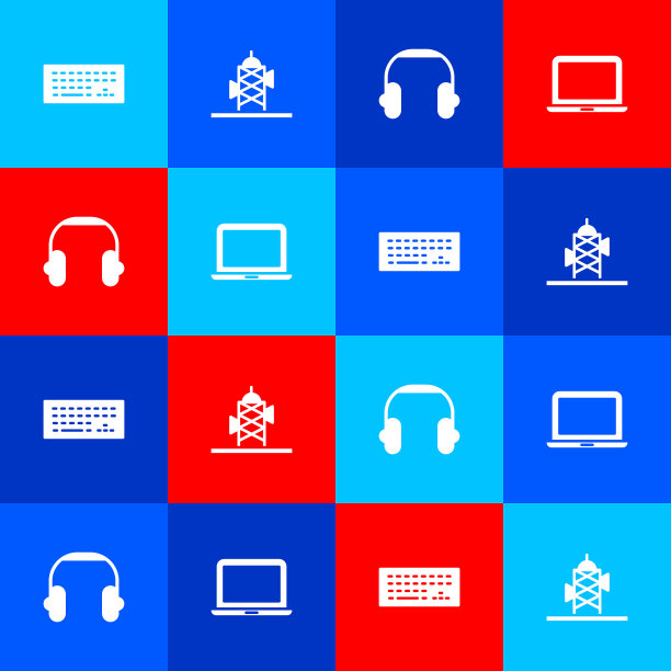 设置键盘天线耳机和笔记本电脑图标图片下载