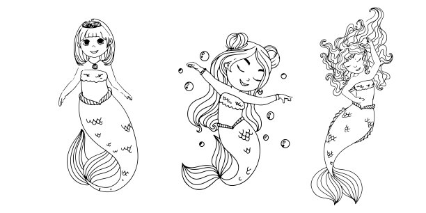 可爱的卡通美人鱼。彩色的书。小美人鱼。一个神奇的生物。矢量插图孤立在白色背景。图片下载