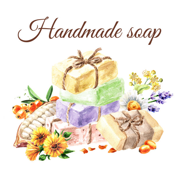 天然手工草本肥皂卡。水彩手绘插图孤立在白色背景天然手工草药肥皂卡。水彩手绘插图孤立的白色背景图片下载