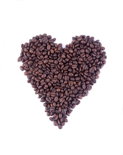 心形咖啡豆，咖啡爱的概念。图片下载