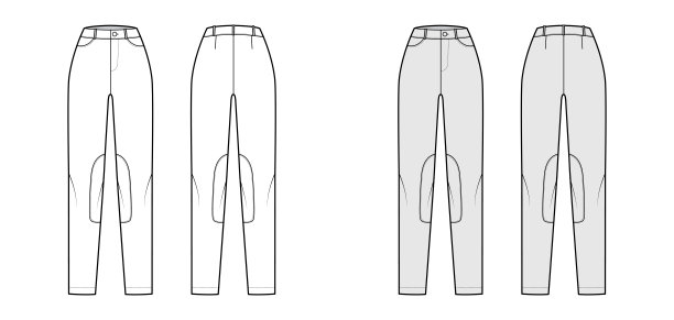 牛仔裤肯塔基马裤牛仔裤技术时尚插画与正常的腰，口袋，皮带环，全长度图片下载
