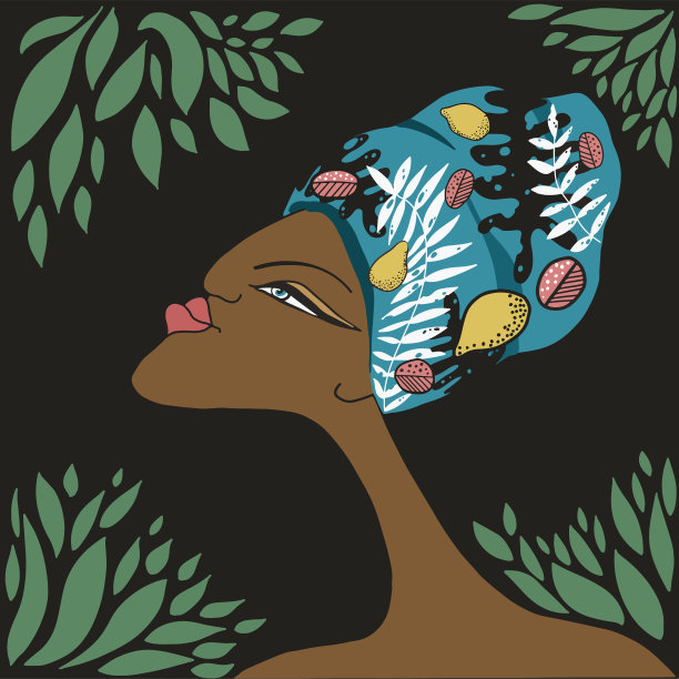 美丽的非洲女人。时尚插画。漂亮女孩的肖像。图片下载