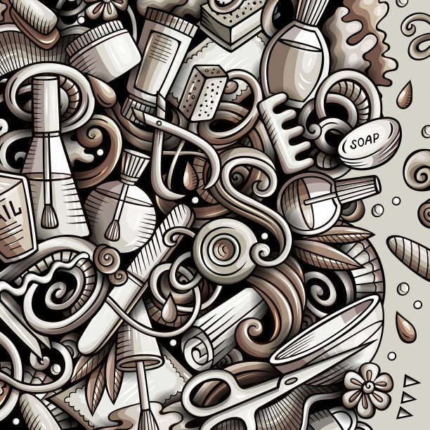 美甲沙龙手绘矢量涂鸦插图。修指甲卡帧图片下载