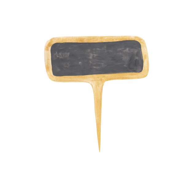 水彩招牌孤立在白色背景。手绘插图的花园或市场空的标志标签。杂货店工具剪贴画。木棒的价格。图片下载