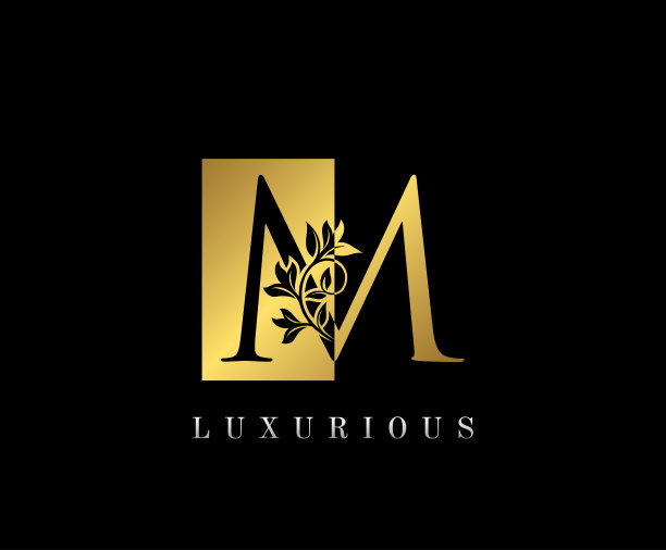 黄金奢华M字母图标设计。图片下载