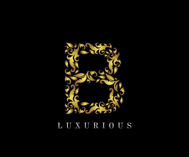 奢华的黄金B字母图标设计。图片下载