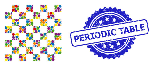 垃圾元素周期表邮票和彩色马赛克图片下载