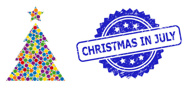 纹理圣诞节在七月邮票印章和图片下载