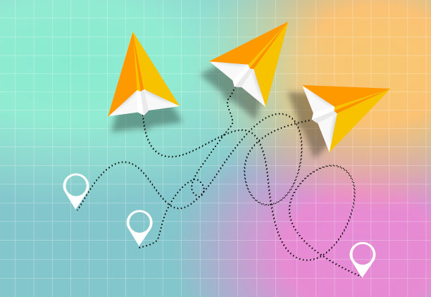 有交通线和导航标志的纸飞机图片下载