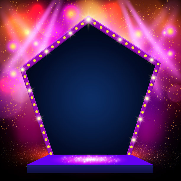 闪亮的背景与聚光灯和复古拱门横幅。为展示、音乐会、展览而设计图片下载