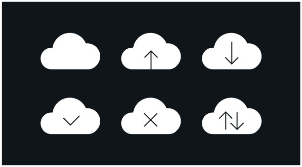 云计算和云托管相关的行图标。云存储和网络矢量图标集。图片下载