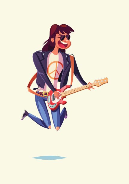 吉他手孤立在白色背景图片下载