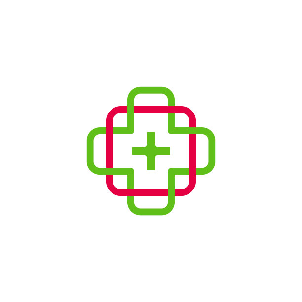 加上医学符号彩色链接设计标志图片下载