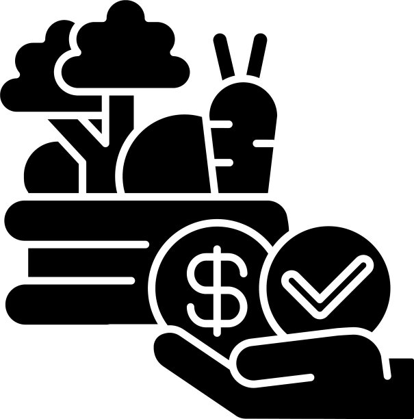 实惠的食物黑色象形图标图片下载