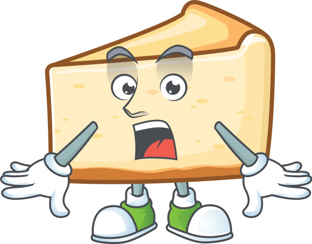 一个卡通奶酪蛋糕显示一个惊人的姿态图片下载