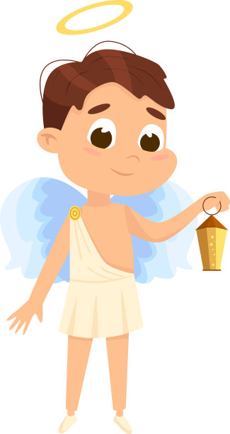 可爱的小天使配着灯笼，天使般的小男孩配着图片下载