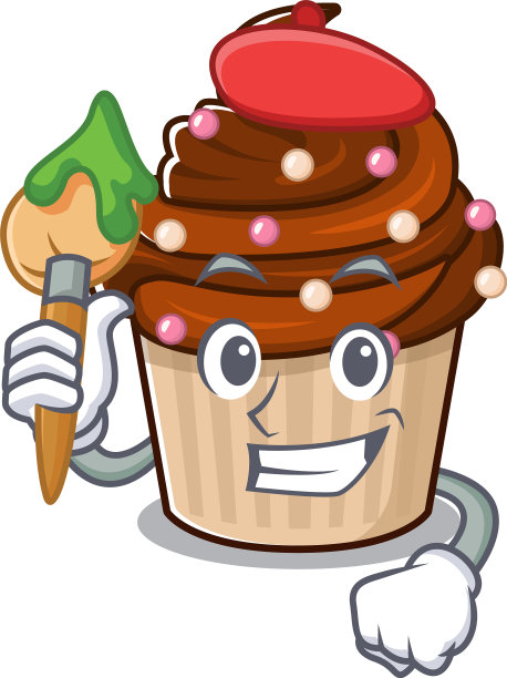 一个可爱的图片巧克力纸杯蛋糕作为一个艺术家图片下载