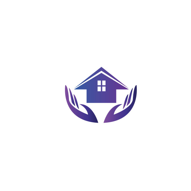 两只手家居保护标志和房子颜色图片下载